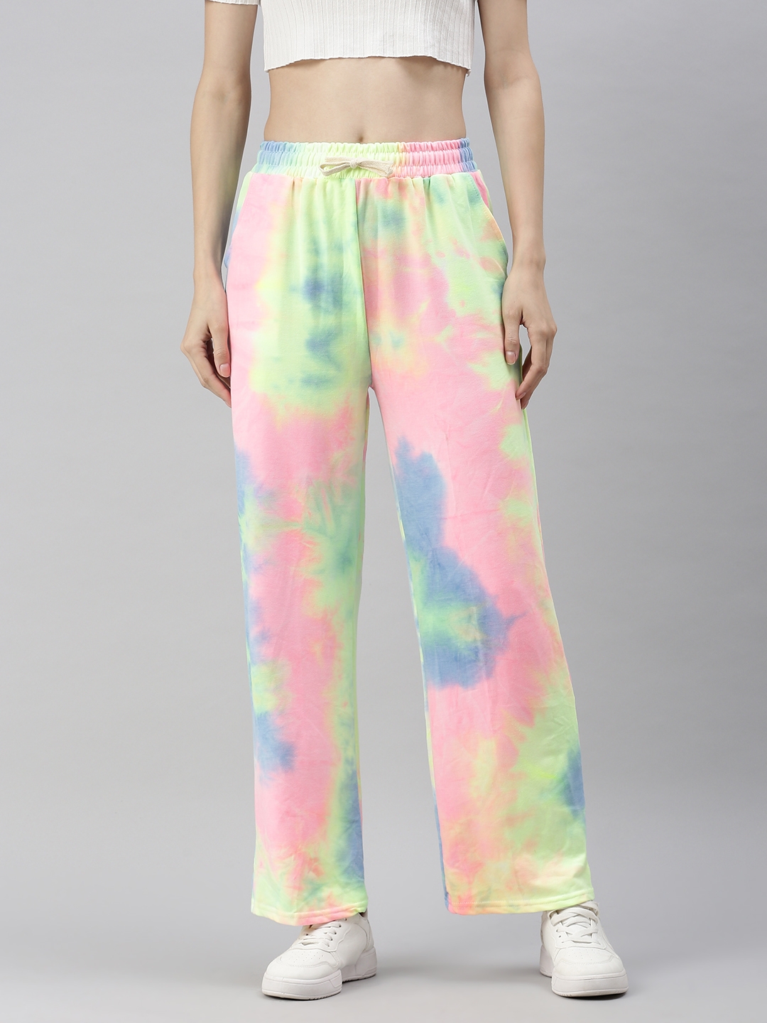 SHOWOFF Women's Loose Fit Multi Tie and Dye Track Pant