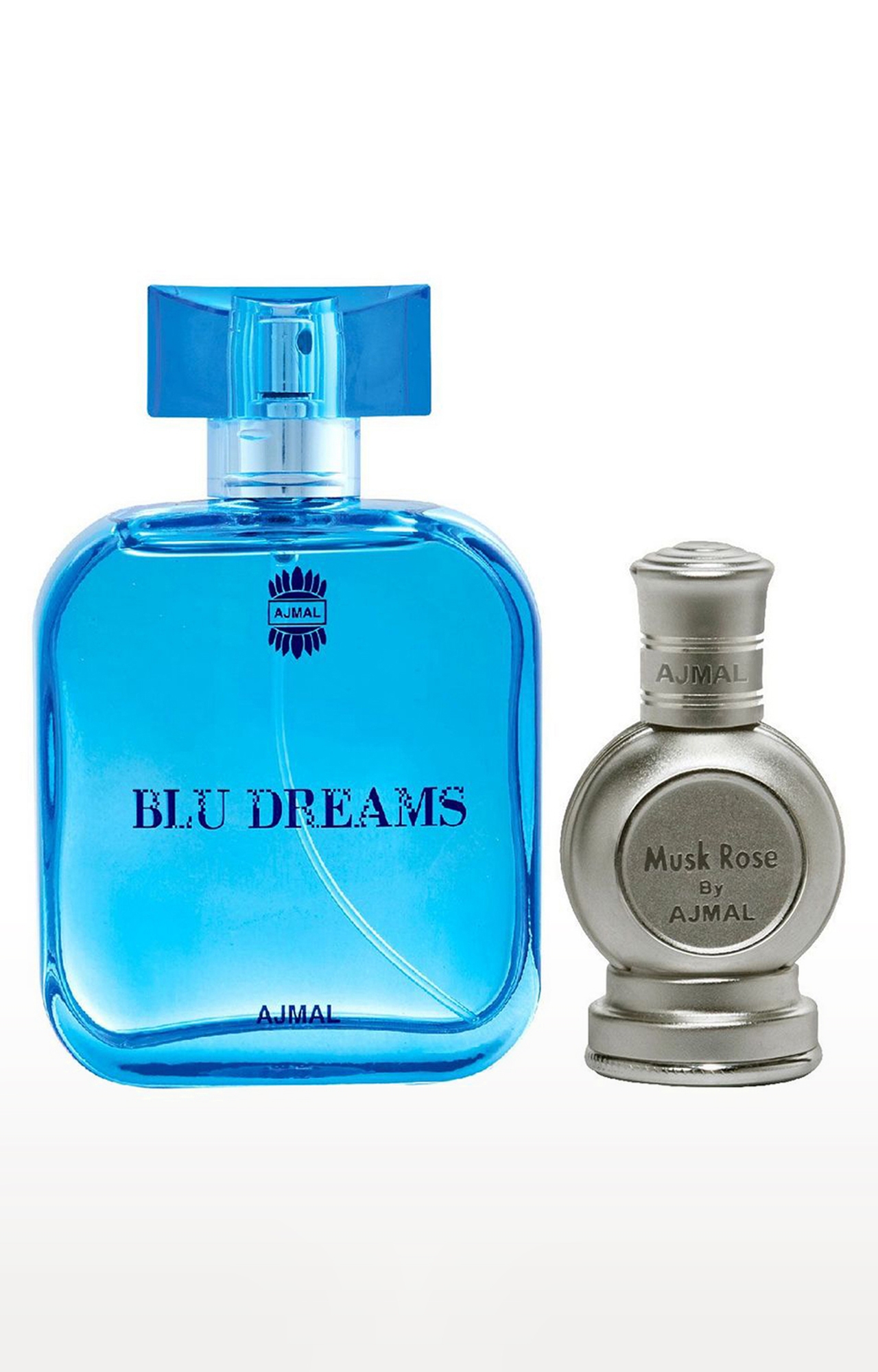 Ajmal | Ajmal Blu Dreams EDP Citurs Fruity Perfume 100ml for Men and Musk Rose Concentrated Perfume Oil Musky Alcohol-free Attar 12ml for Unisex