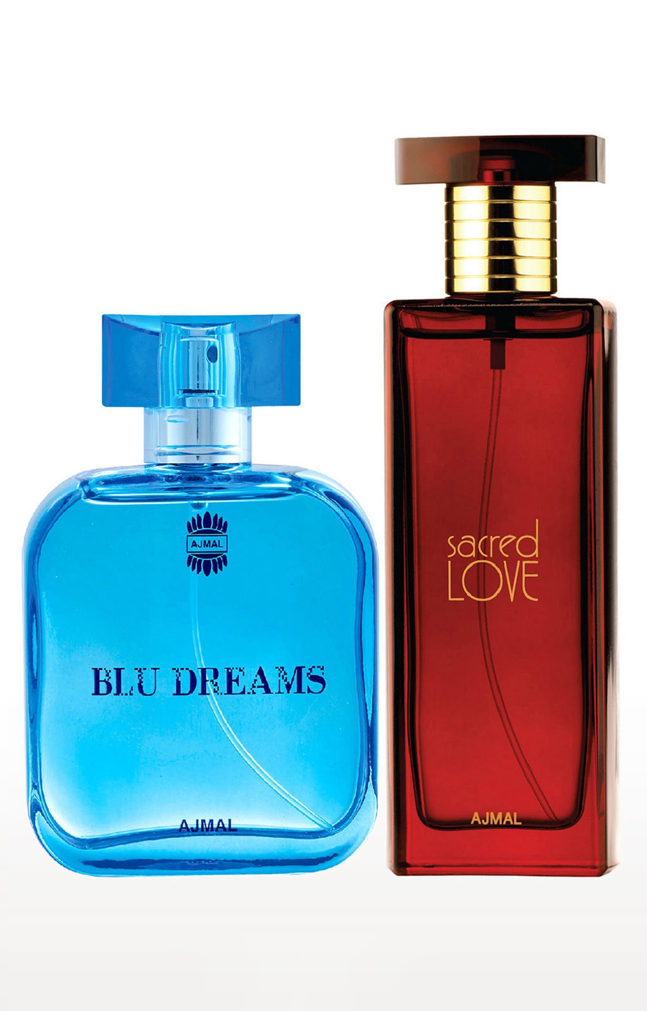 Ajmal Blu Dreams Edp Citrus Fruity Perfume 100Ml For Men And Sacred Love Edp Floral Musky Perfume 50Ml For Women