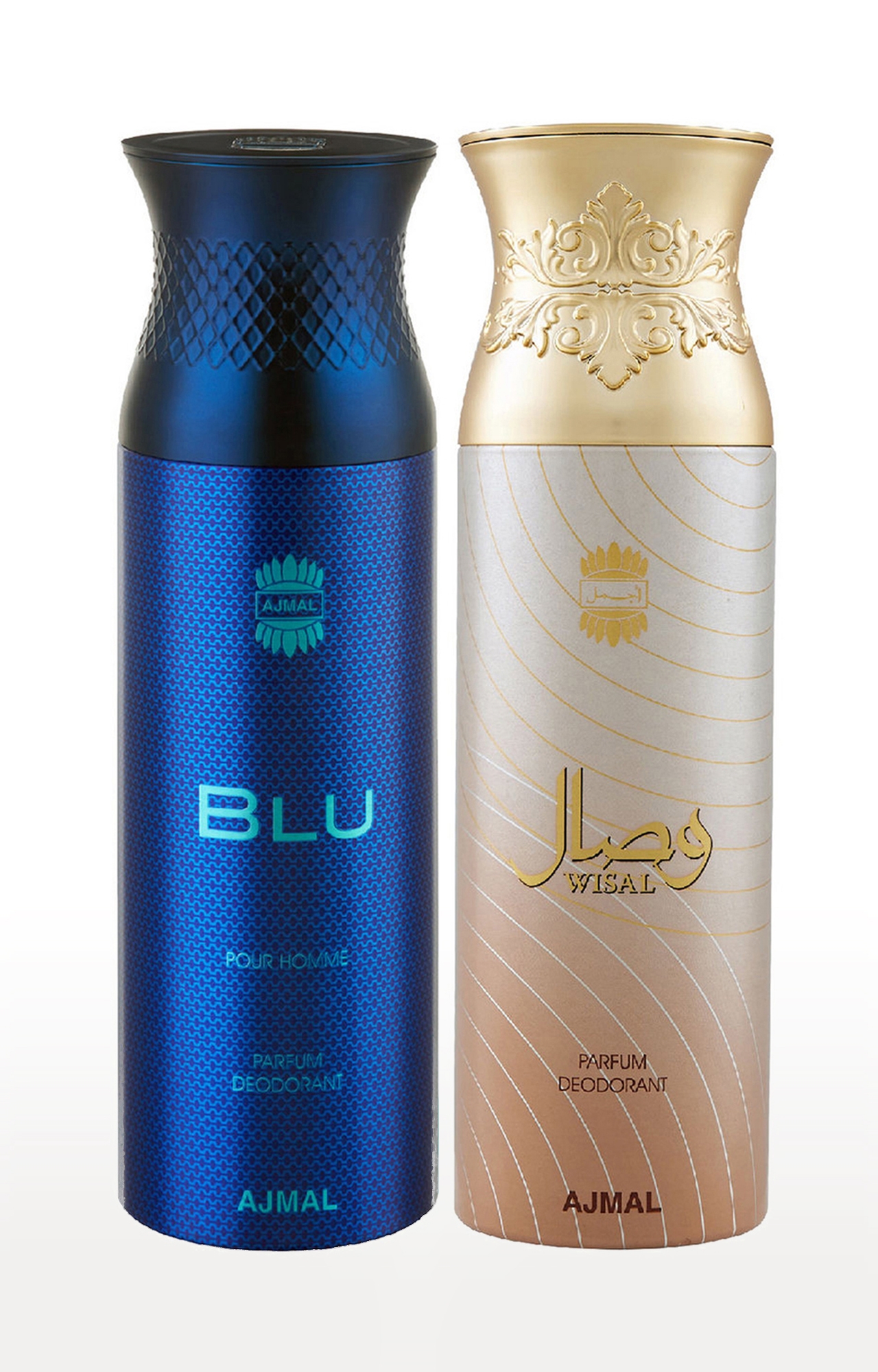 Ajmal Blu Homme & Wisal Deodorant Spray Gift For Men & Women (200 ml, Pack of 2) 