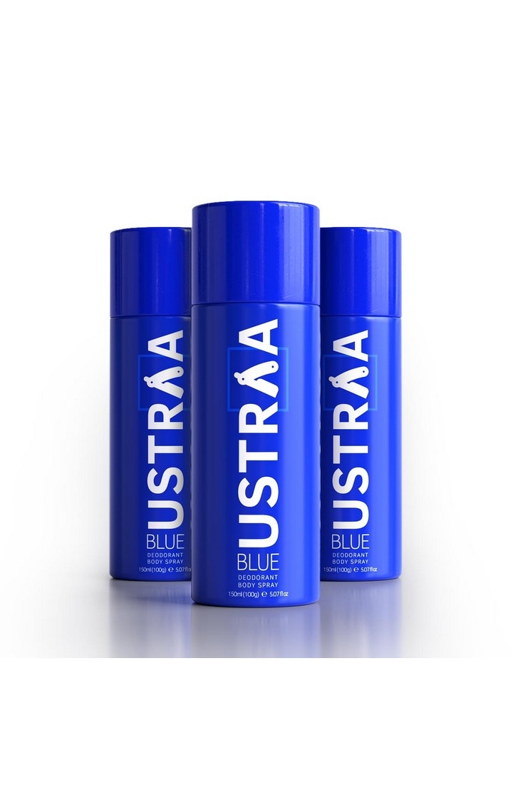 Ustraa Blue Deodorant Body Spray, 150 ml- Set Of 3