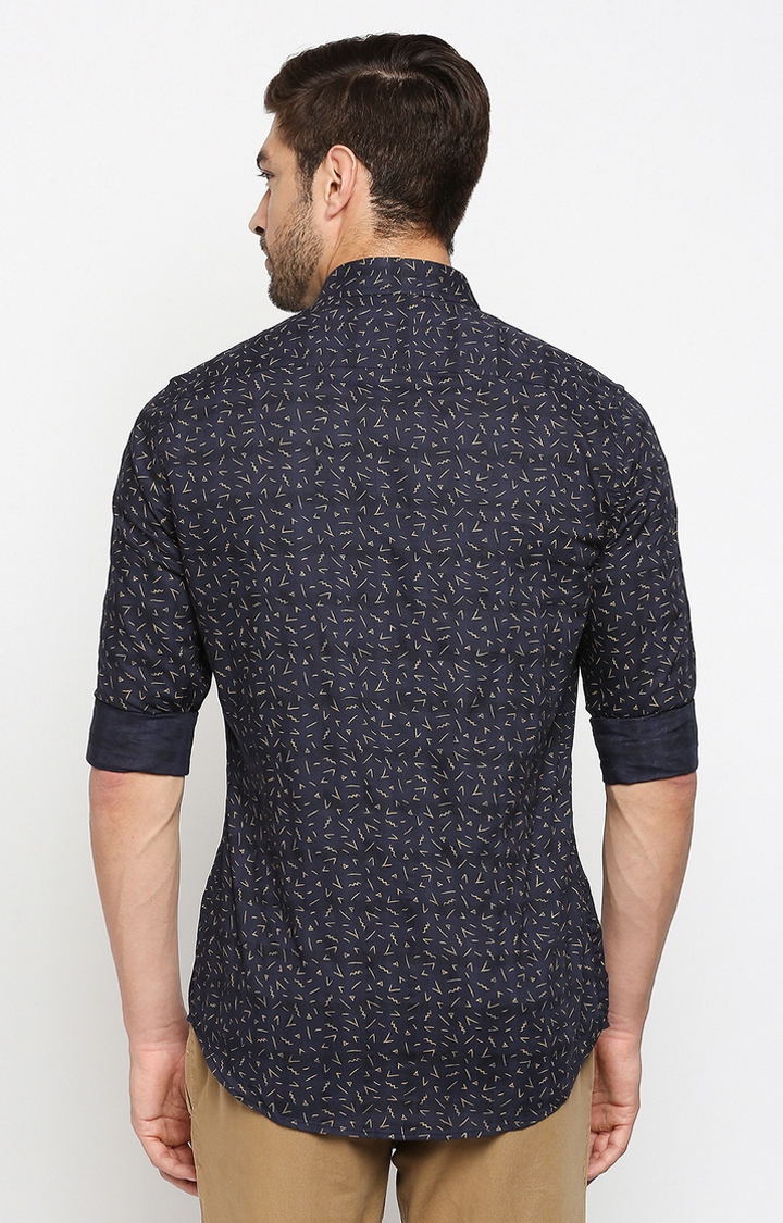 EVOQ | EVOQ Full Sleeves Cotton Indigo Blue Colour Quirky Print Semi-Casual Shirt for Men 4
