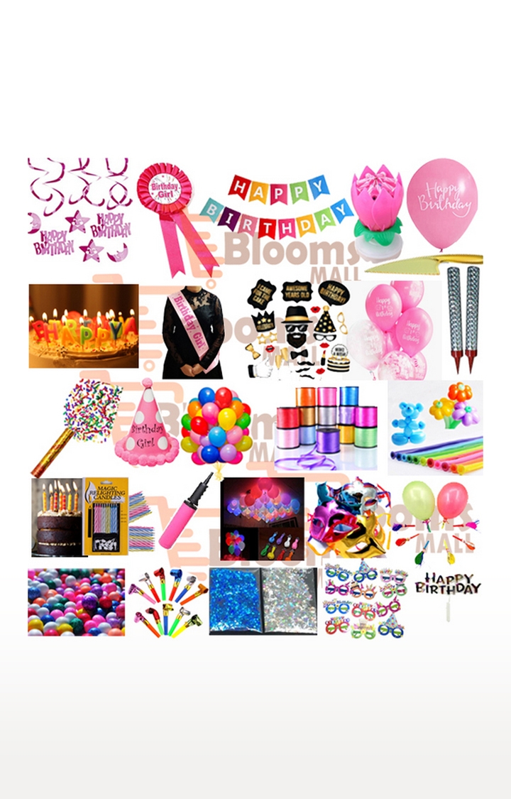 Blooms Mall | Blooms Mall Girl Prime Birthday Decoration Kit (Pack of 25 Items) 