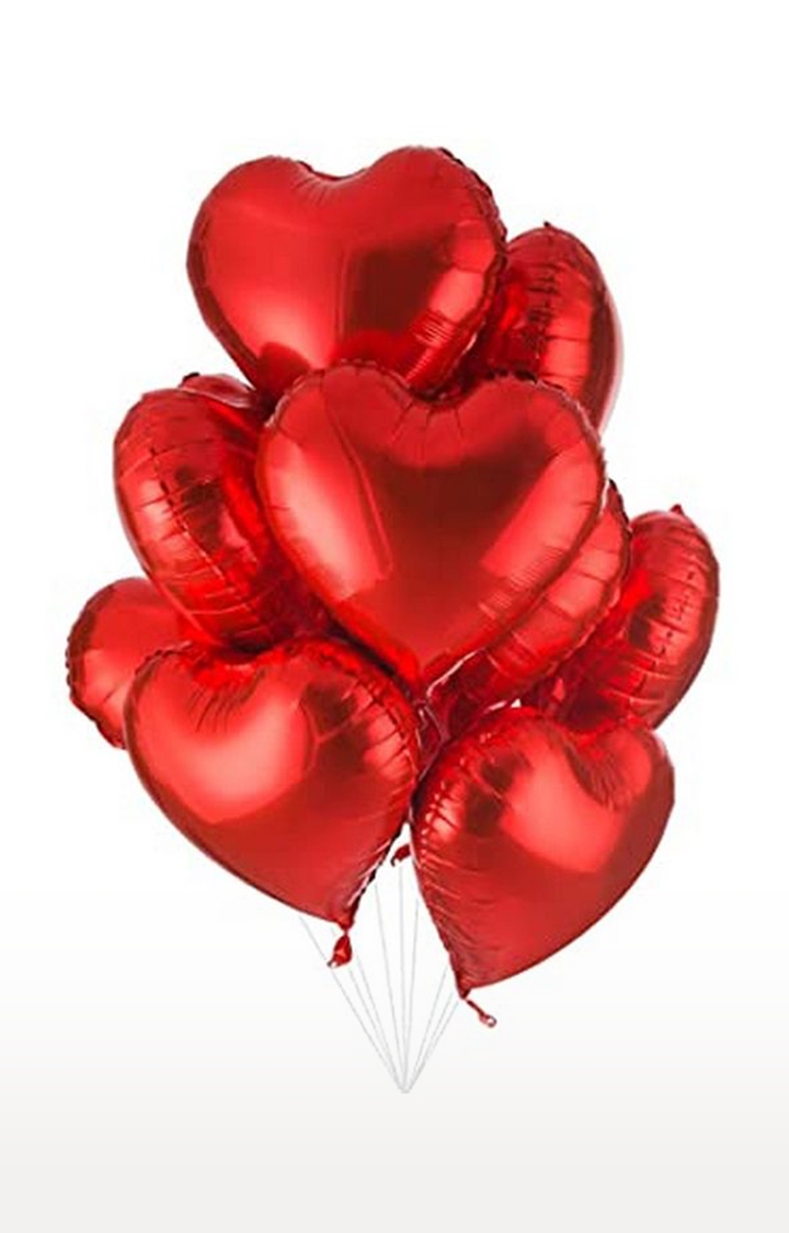 Blooms Mall | Party Decoration Red Heart Foil Balloon ( Pack of 10 Pcs )