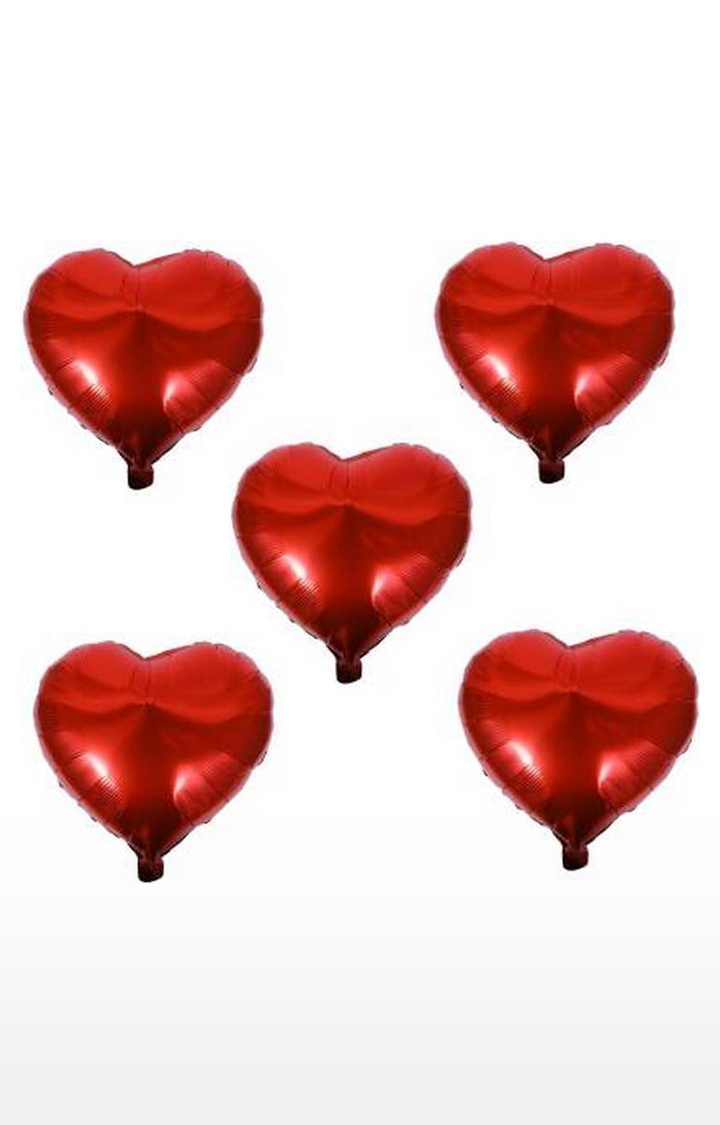 Blooms Mall | Party Decoration Red Heart Foil Balloon ( Pack of 5 Pcs )