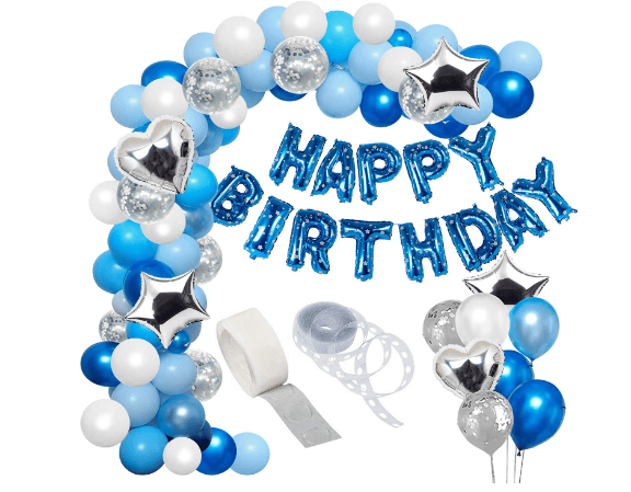 Blooms Mall | Blooms MallHappy Birthday Decorations Kit for Boys- 50pcs with Foil Balloon, Latex & Metallic Balloons, Balloon Arch & Glue Dot Blue Balloons For Decoration  Blue and White Balloons for Decoration