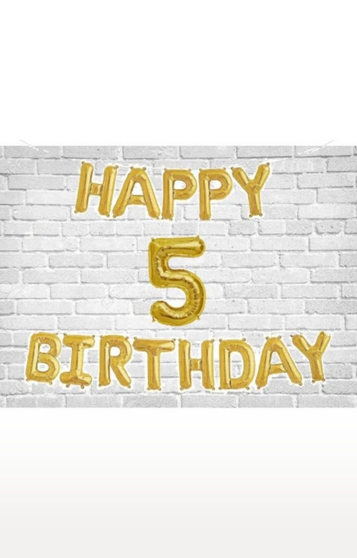 Blooms Mall | Happy Birthday (Golden) With Numeric No 5
