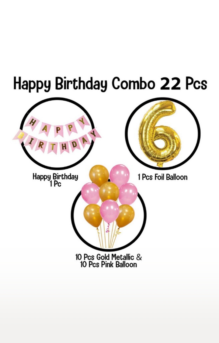 Blooms Mall | Blooms Mall Memorable 6Th HBD Pink And Golden Combo Set