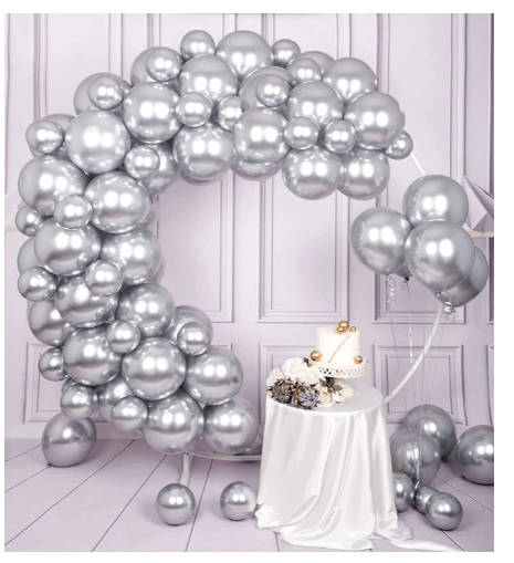 Blooms Mall | Blooms Mall  Shiny Latex Rubber Balloons for Theme Party Supplies Decorations Birthday Pack Of 51 Pcs Silver 