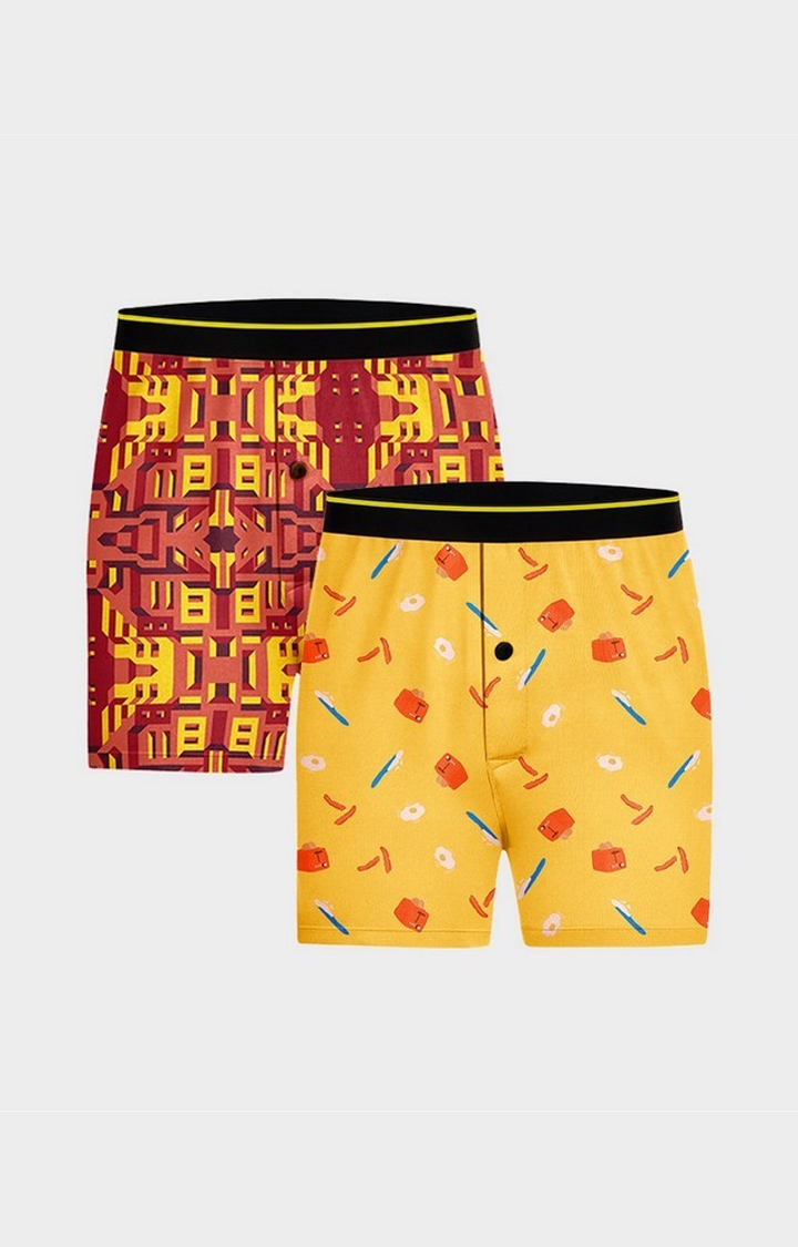 Bummer Brekkie and Bricked Micro Modal Boxer- Pack of 2 For Men