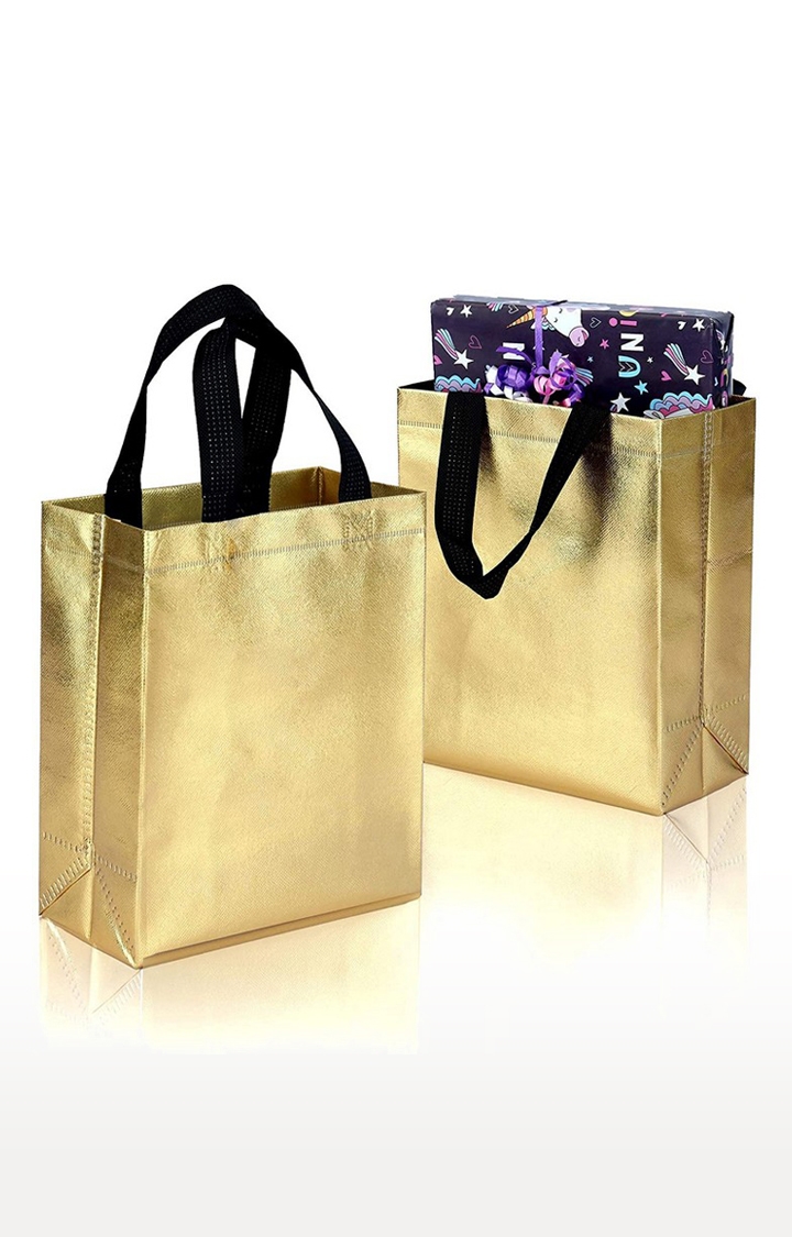 DOUBLE R BAGS | Double R Bags Reusable Small Size Grocery Bag Shopping Bag With Handle (Golden, Pack Of 8)