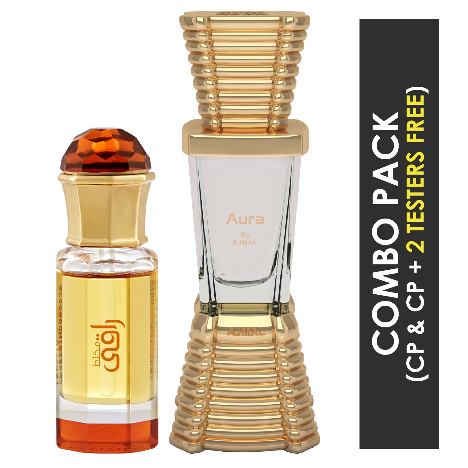 Ajmal | Ajmal Mukhallat Raaqi Concentrated Perfume Attar 10ml for Unisex and Aura Concentrated Perfume Attar 10ml for Unisex 2 Parfum Testers FREE