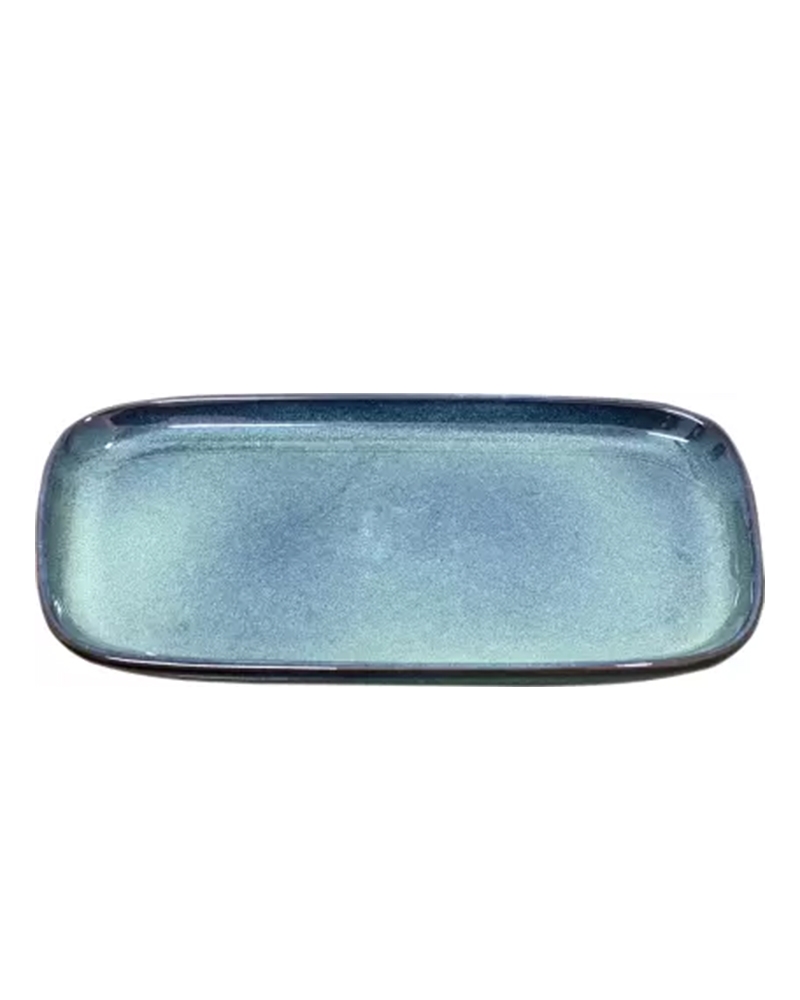 Order Happiness | Order Happiness Rectangle Ceramic Stoneware Serving Platter, Serving Green Color Tray
