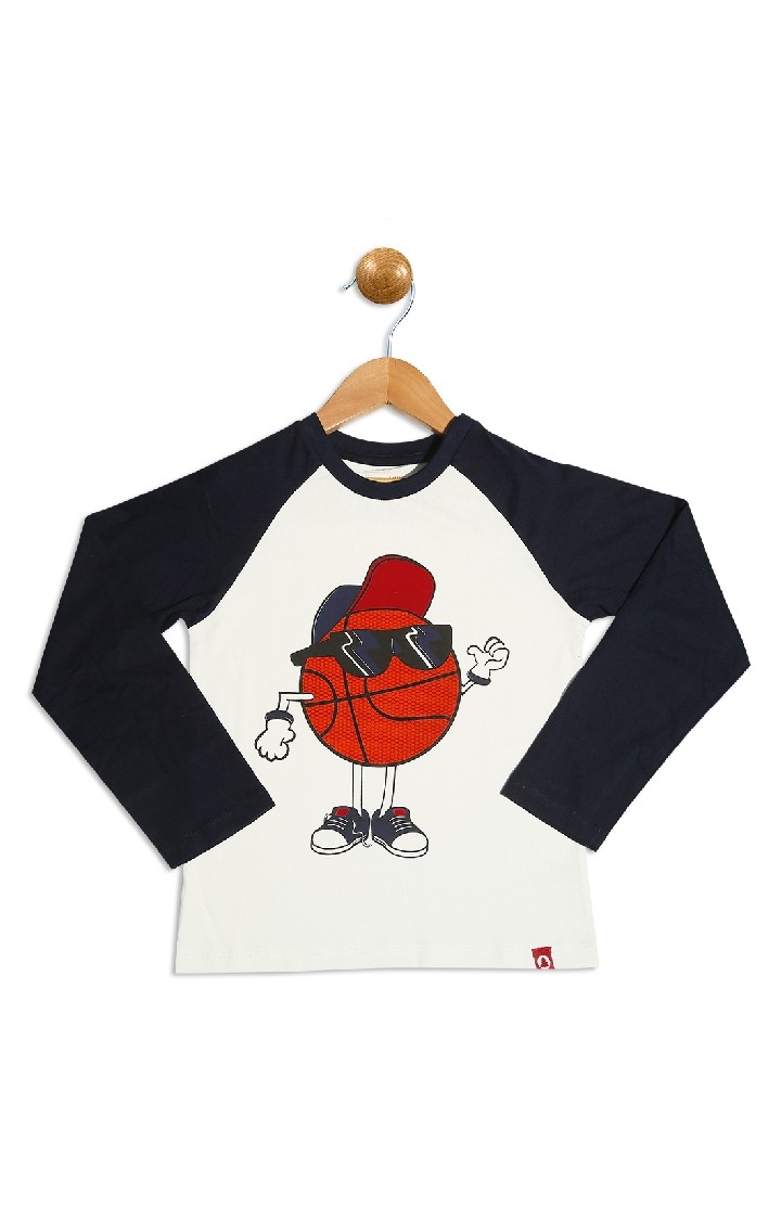 Pinehill | Pinehill Cool Basketball Raglan Sleeve Printed T-Shirt