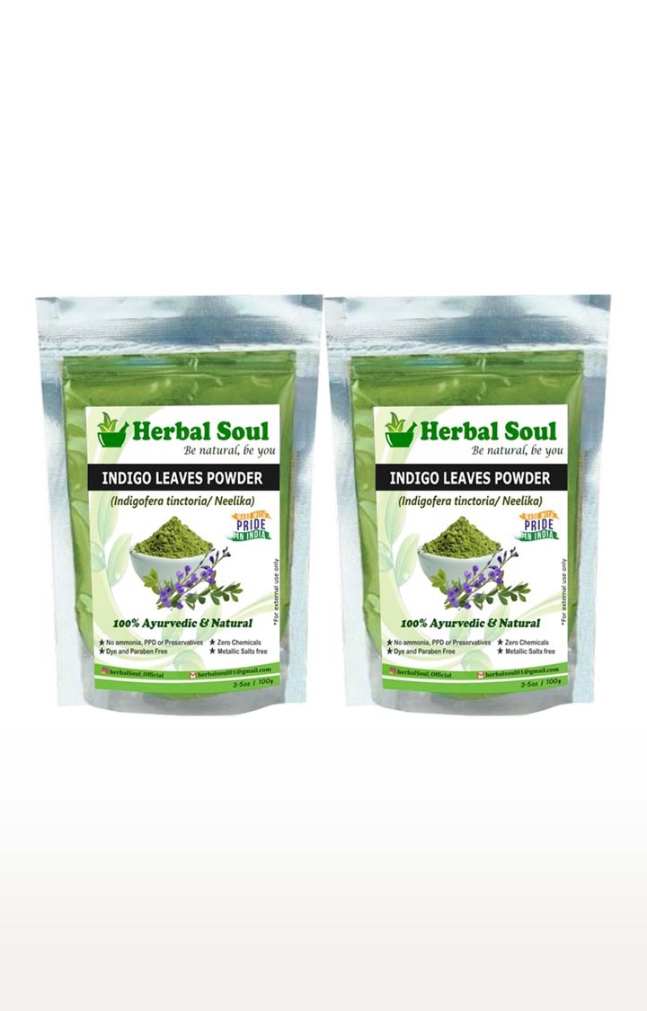 Herbal Soul Indigo Powder | Organic Indigo Leaf Powder | Indigofera  Tinctoria | Pure Neel Powder (100% Pure) for Natural Black Hair Dye in  Ziploc standup pouches | Pack of 2 , 200 gm