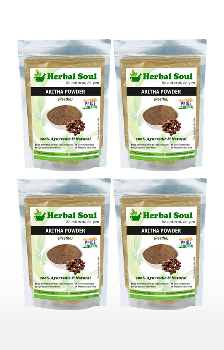 Herbal Soul | Herbal Soul Natural Reetha | Ritha | Aritha | Areetha Powder for Hair in Ziploc standup Pouch | Unisex | Pack of 4 ,400 gm