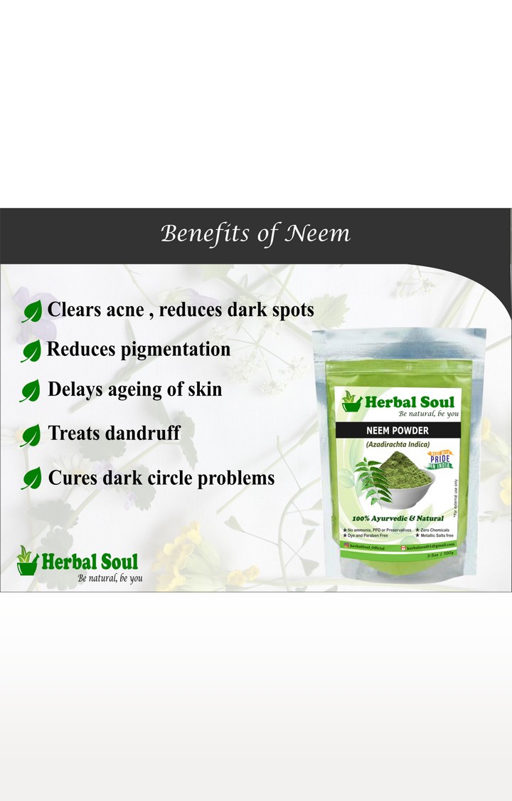 Herbal Soul Neem Leaves Powder for Pimple-free Clear Face & Hair Cleanser  Pack, 100gms