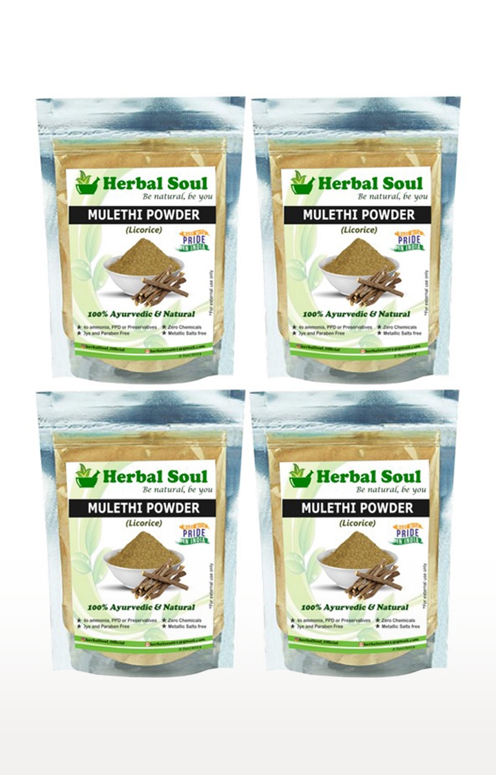 Herbal Soul | Herbal Soul Mulethi Powder (100% Natural)in Ziploc standup Pouch | Unisex | Pack of 4 ,400 gm