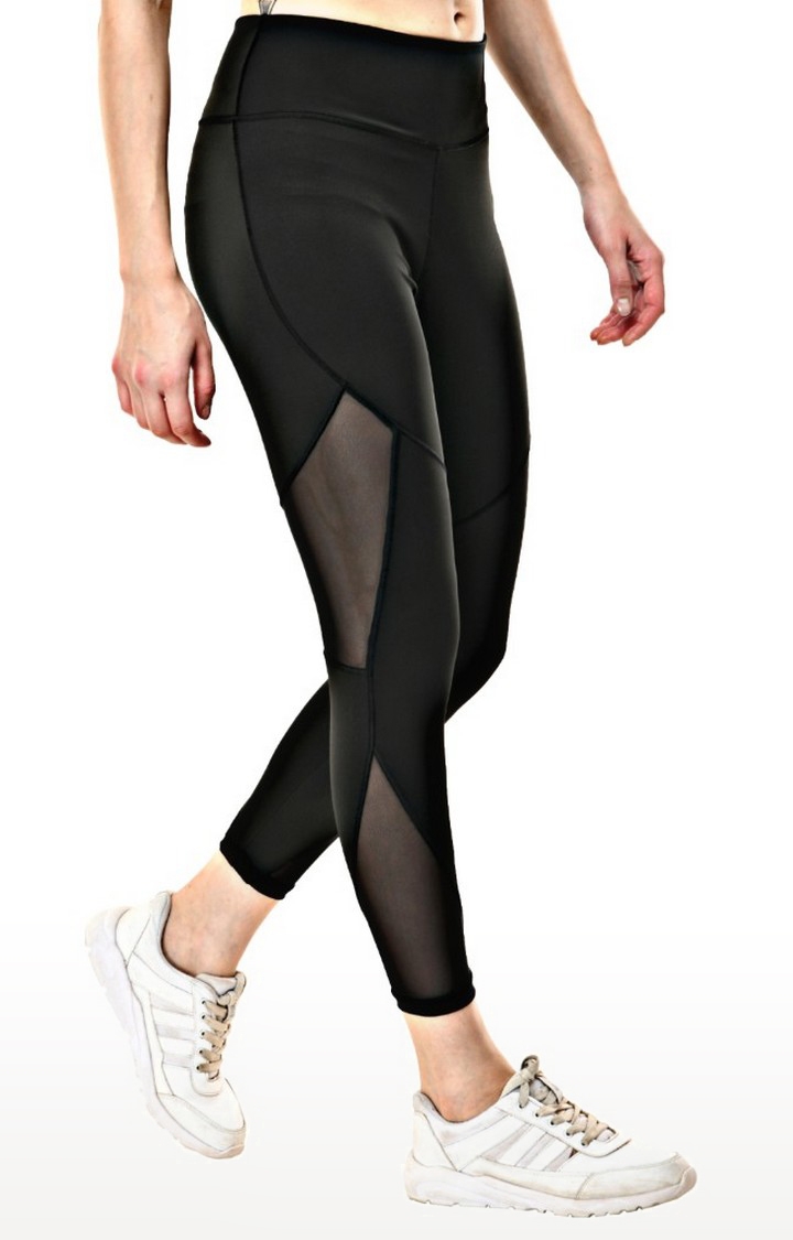 Body Smith Women's Black Active Sports Tights For Gym Dance Yoga Workout Running