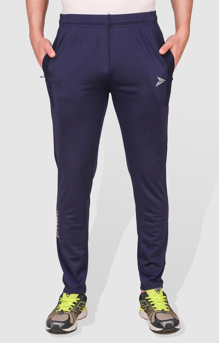 Fitinc | Men's Navy Blue Lycra Solid Trackpant