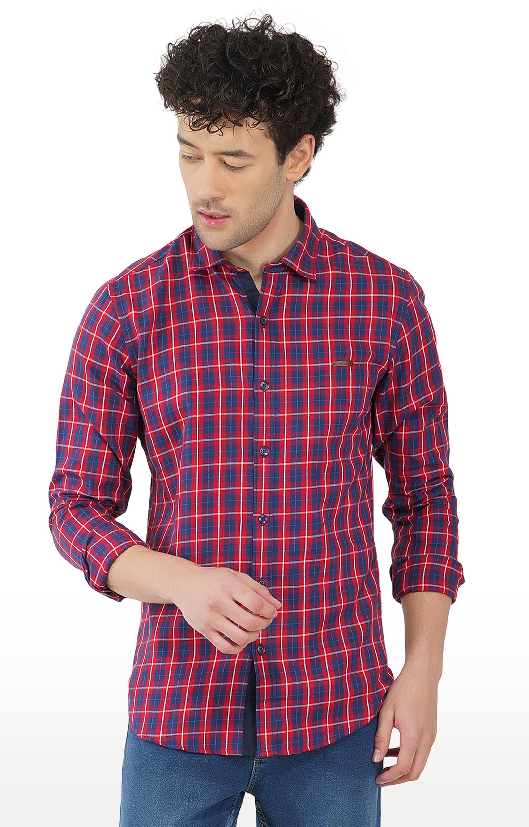 OUTLAWS | Outlaws 7040 - 100% Cotton Multi Color Check Smart Fit Shirt
