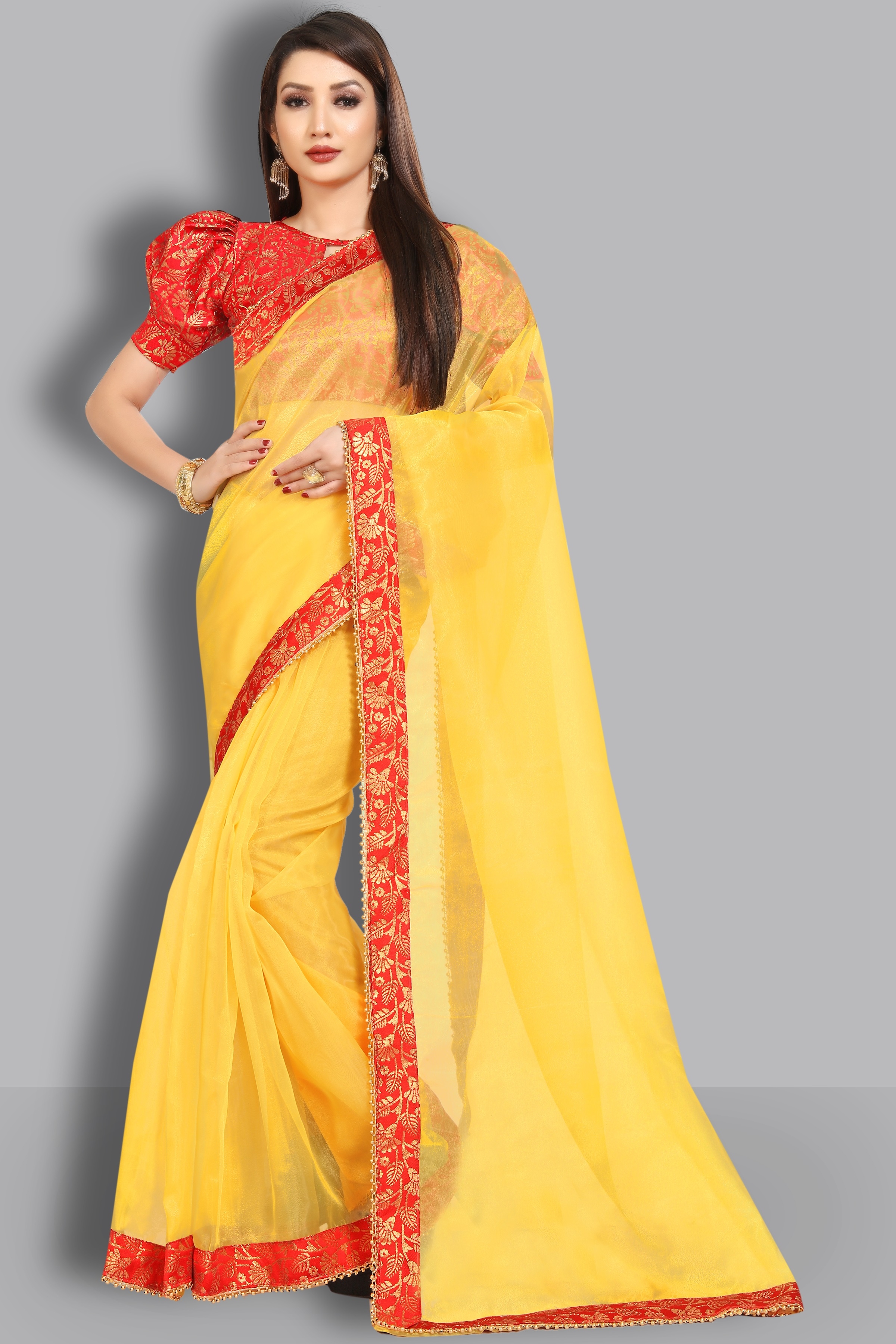 JINAL & JINAL | Yellow Embellished Sarees