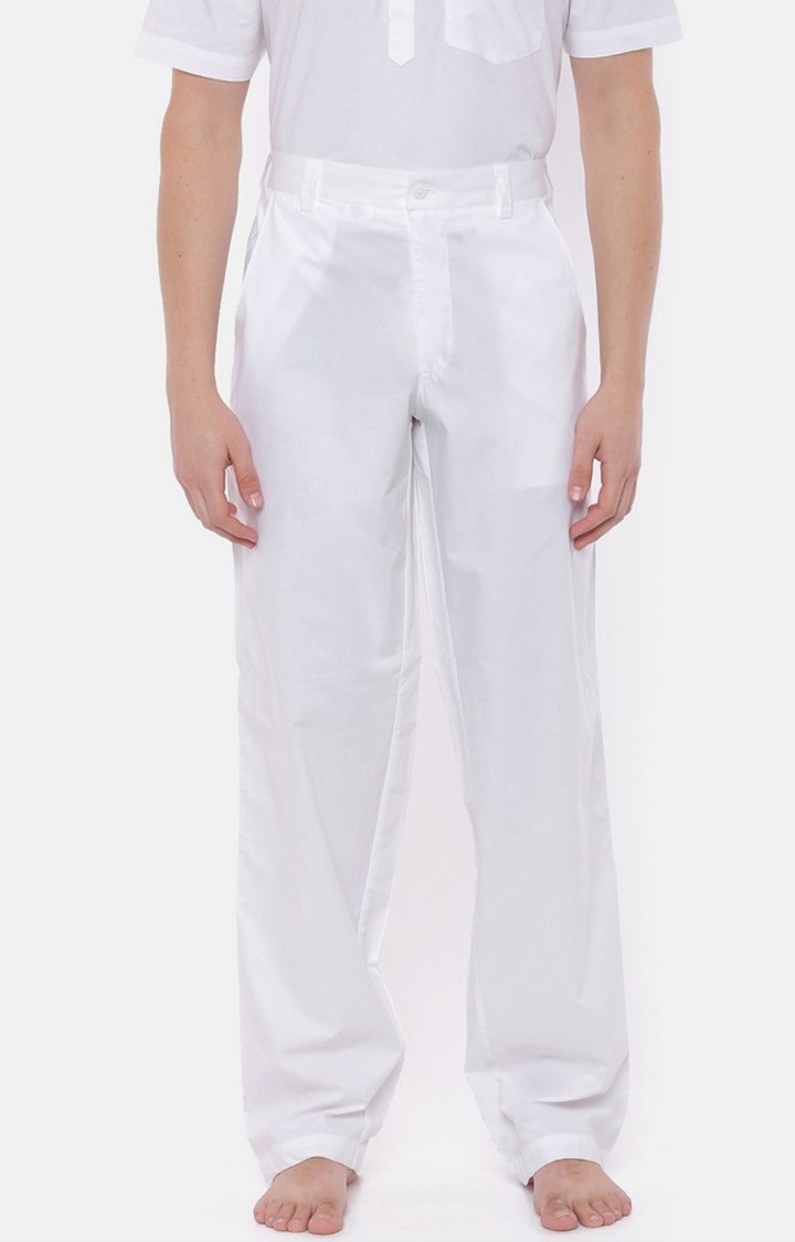 Ramraj Cotton Men's 100% Cotton Casual White Pyjama