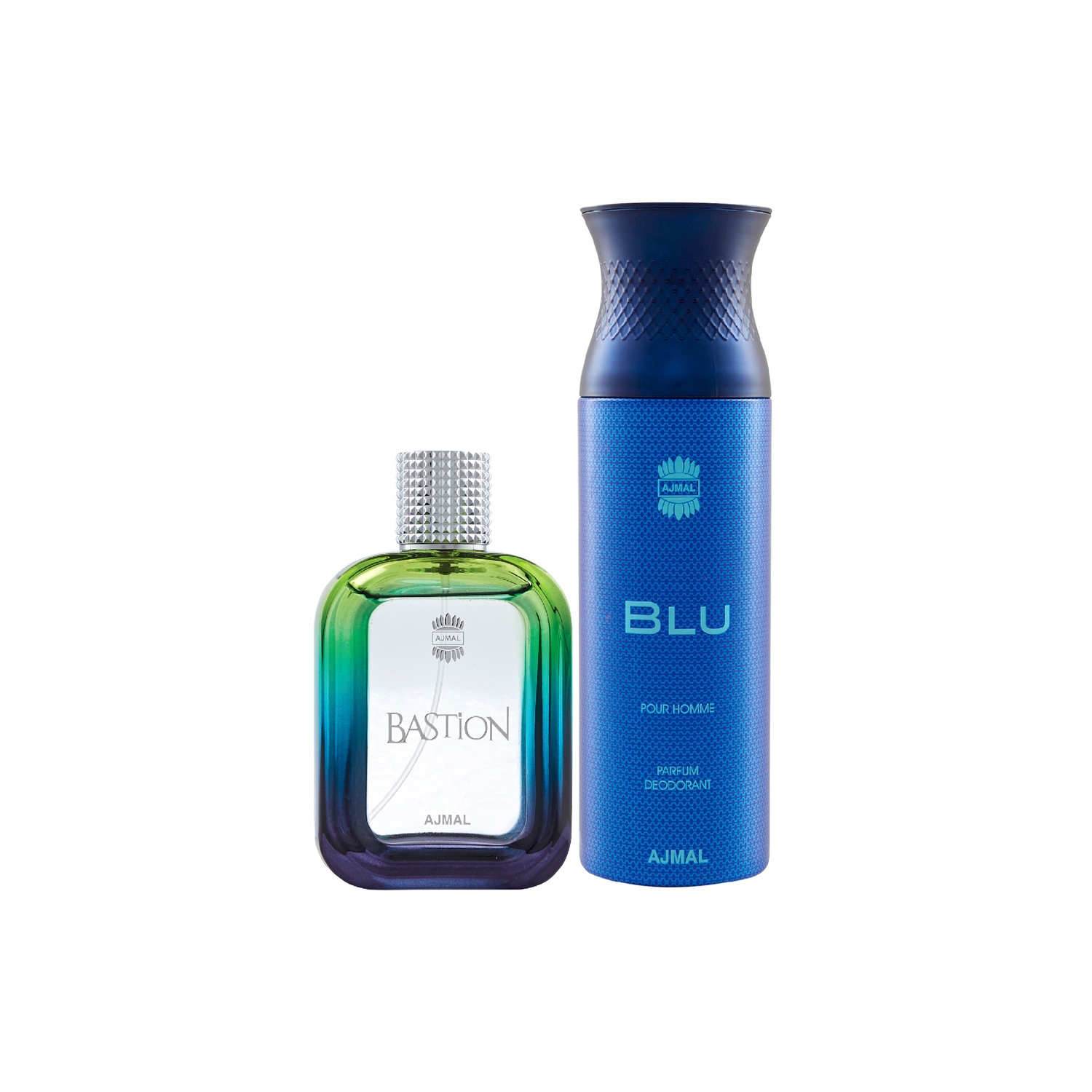 Ajmal | Ajmal  Bastion EDP Woody Aromatic Perfume 100ml for Men and Blu Homme Deodorant Aquatic Woody Fragrance 200ml for Men+ 2 Parfum Testers FREE