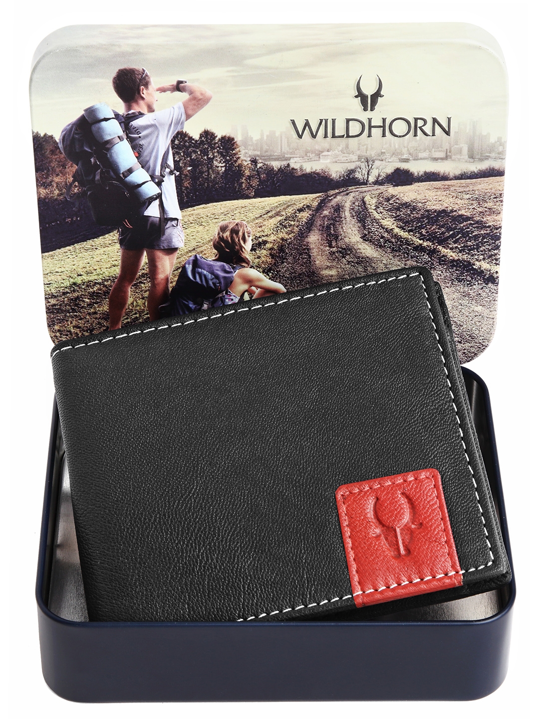 WildHorn | WildHorn RFID Protected Genuine High Quality Leather Embossed Black Wallet for Men
