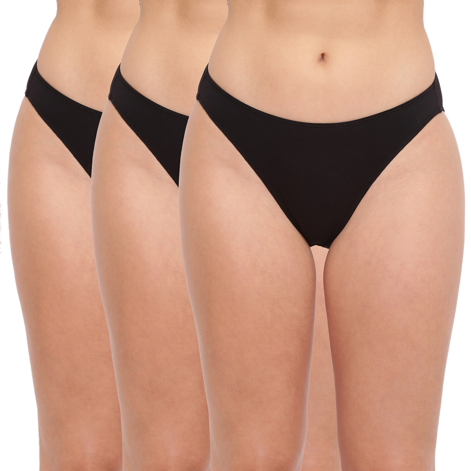 BASIICS by La Intimo | Black Glamo Rise High Leg Bikini Panty - Pack of 3