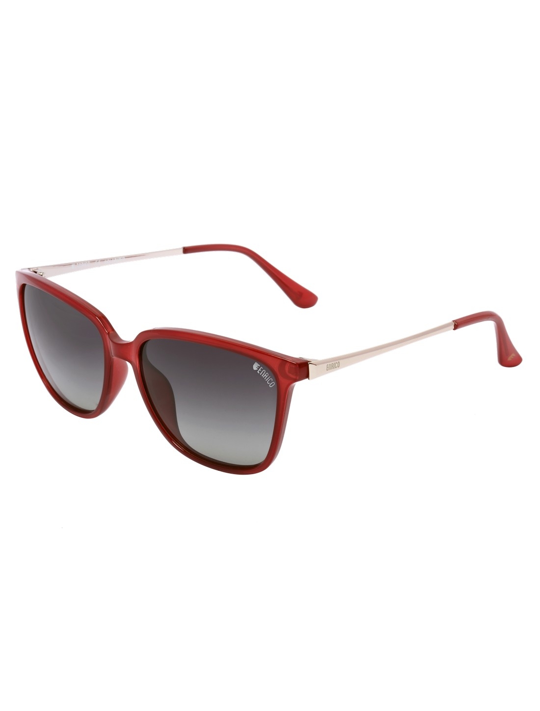ENRICO | Enrico Jade Red Uv Protected Square Shape Sunglasses For Women ( Lens - Grey | Frame - Red )
