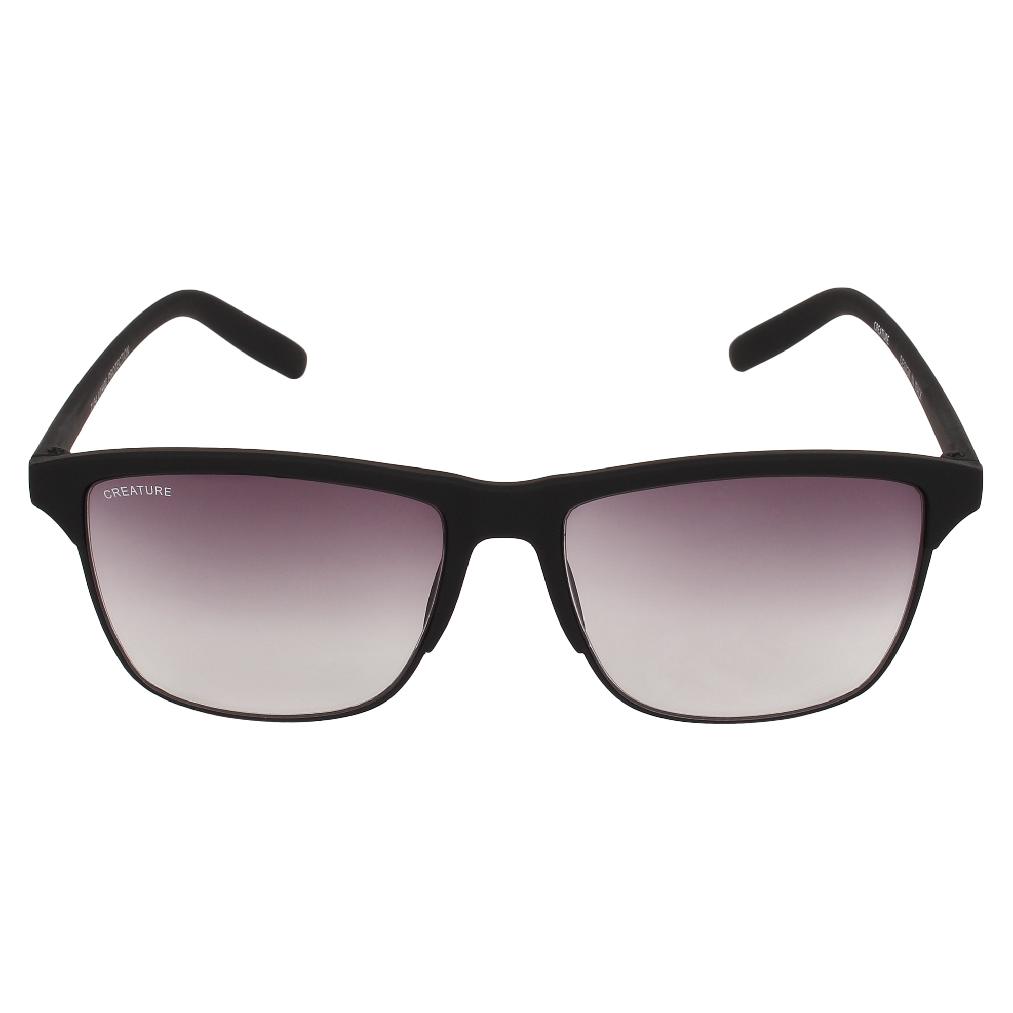 CREATURE | CREATURE Black Matt Finish Unisex Sunglasses with UV Protection (Lens-Purple|Frame-Black)