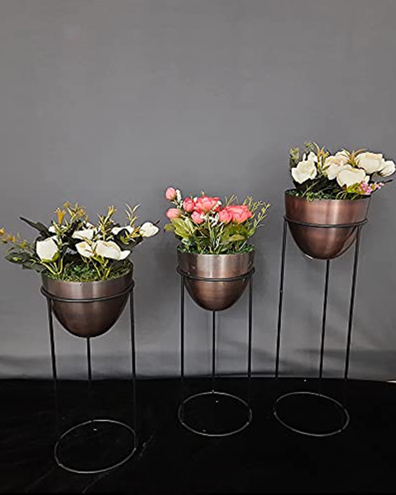 Order Happiness | Order Happiness Beautiful Brown Metal Planter (Set of 3)
