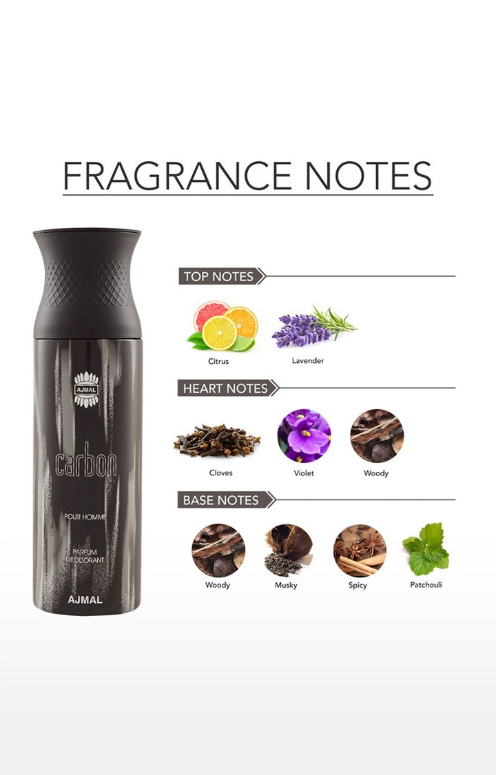 Ajmal Carbon & Sacred Love & Wisal Deodorant Spray - For Men & Women (200 ml, Pack of 3) 