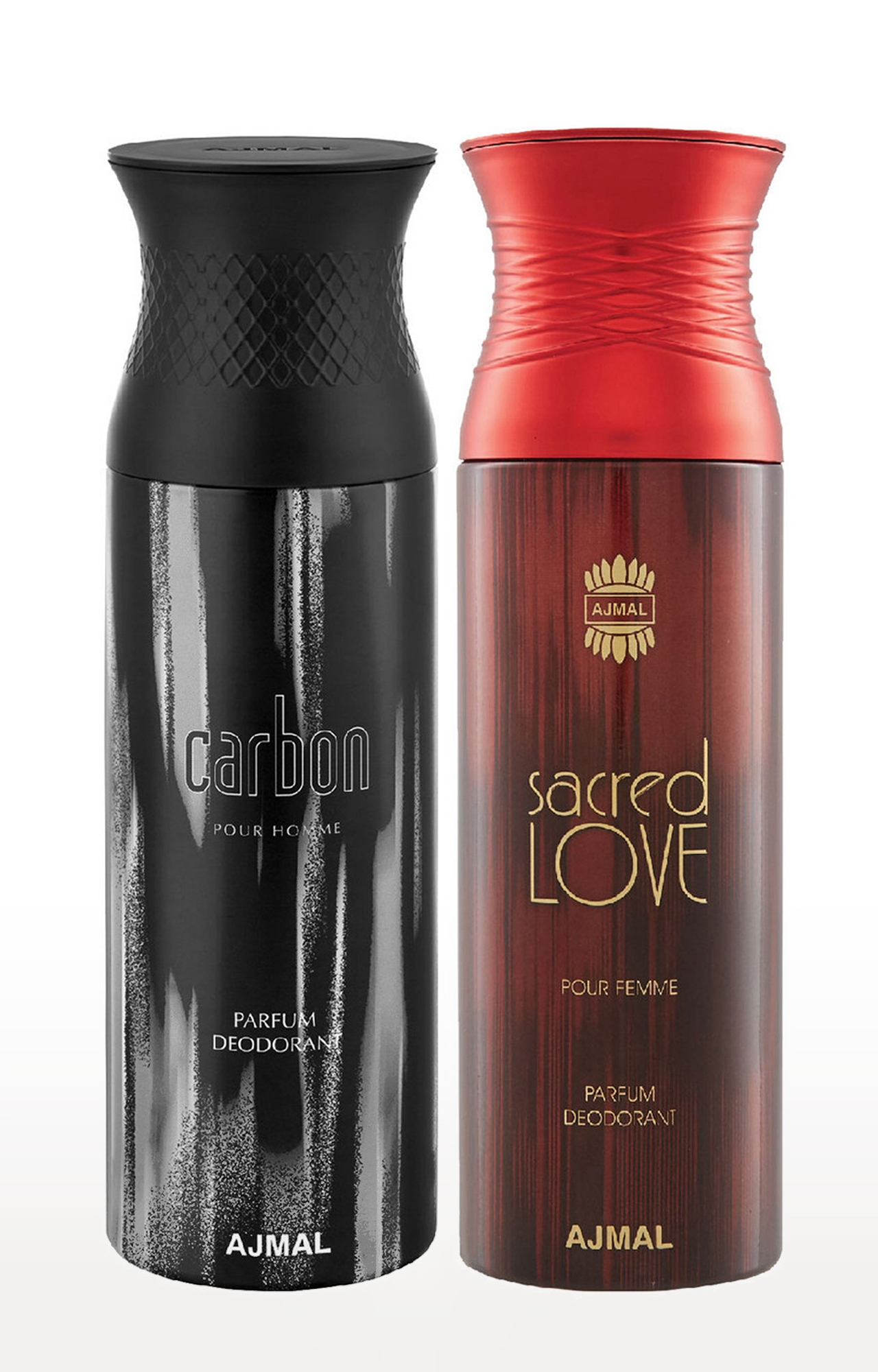 Ajmal Carbon Homme & Sacredlove Deodorant Spray Gift For Men & Women (200 ml, Pack of 2) 