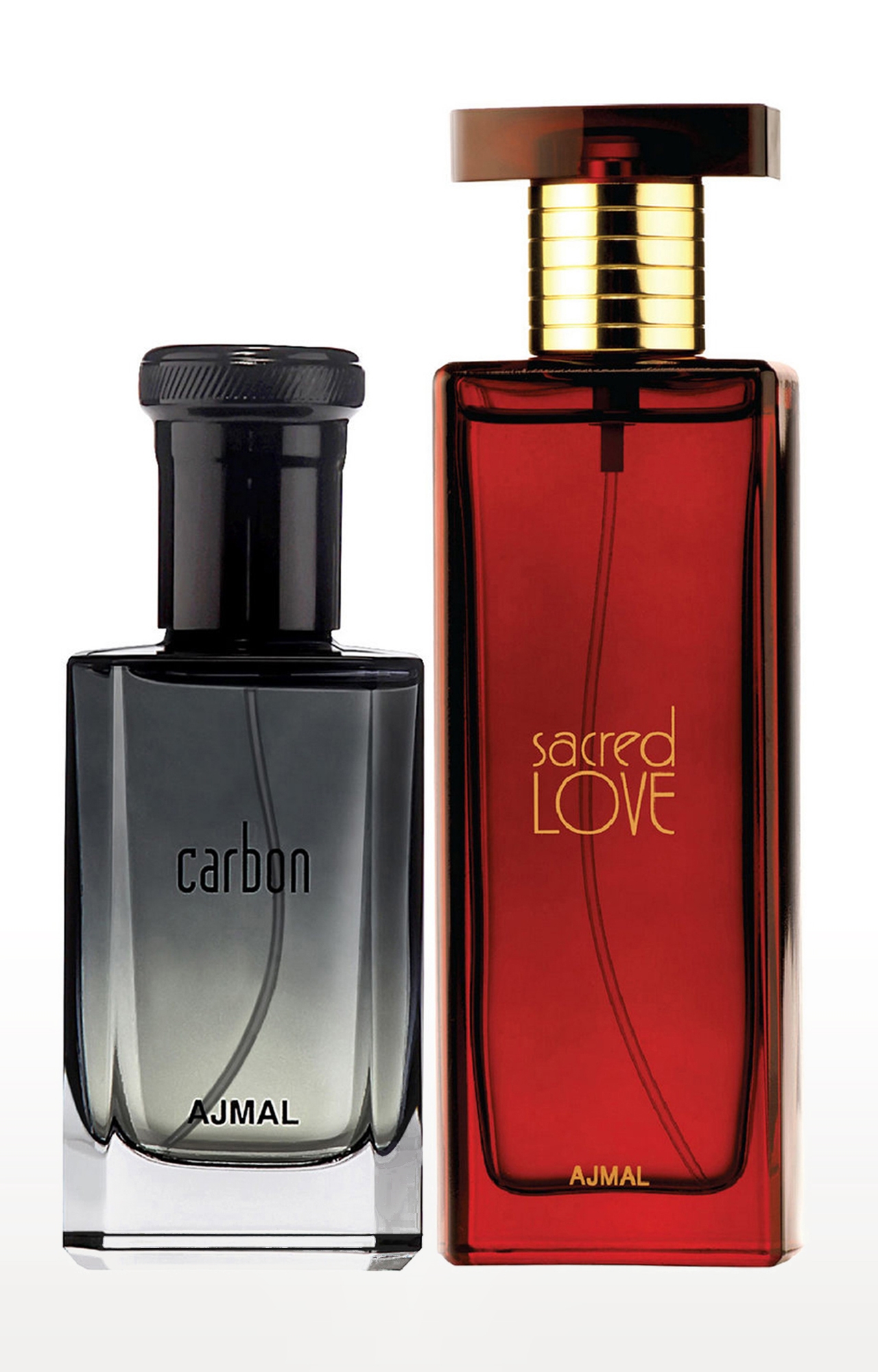 Ajmal Carbon EDP Perfume 100ml for Men and Sacred Love EDP Musky Perfume 50ml for Women