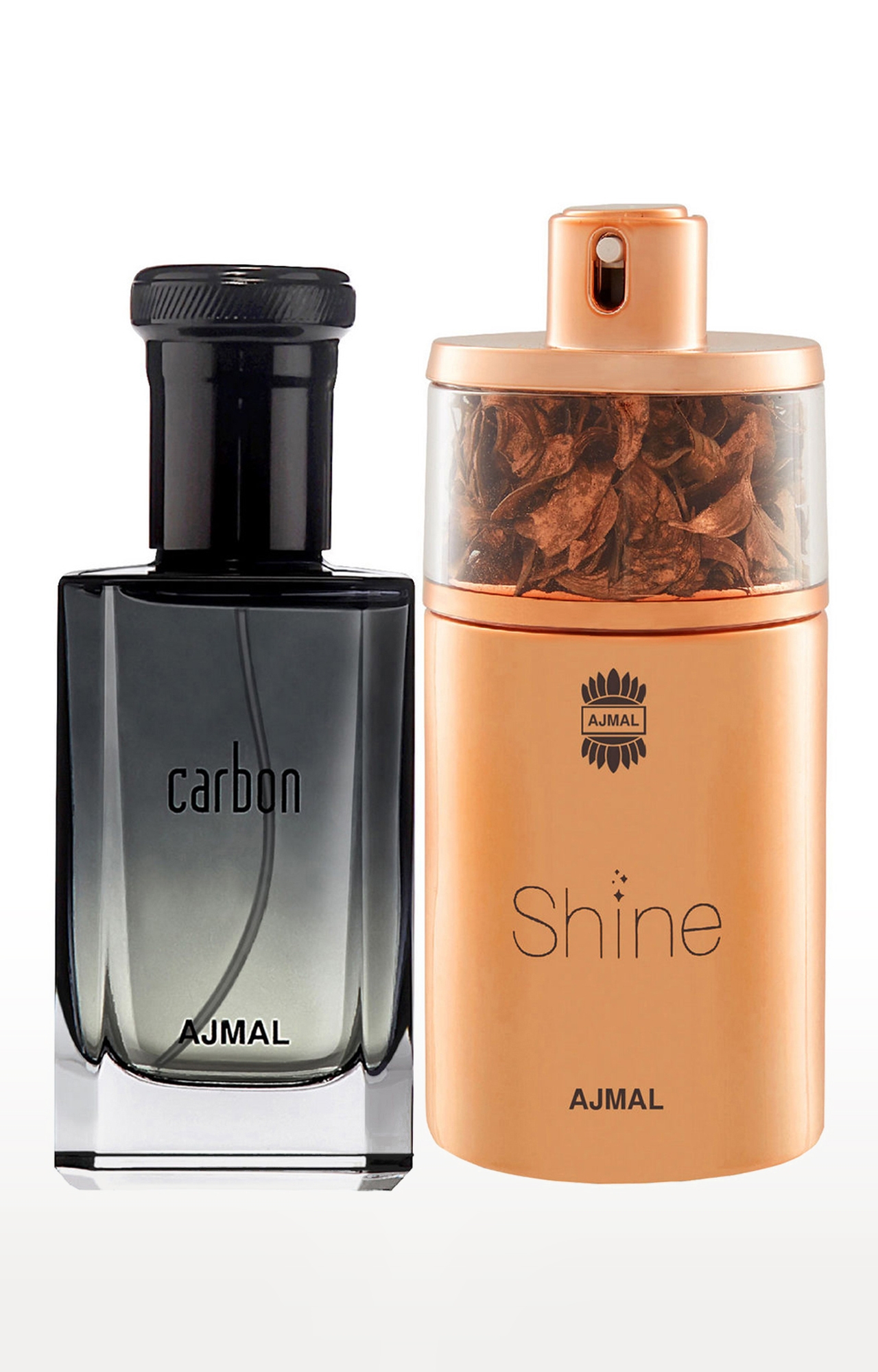 Ajmal Carbon EDP Perfume 100ml for Men and Shine EDP Perfume 75ml for Women