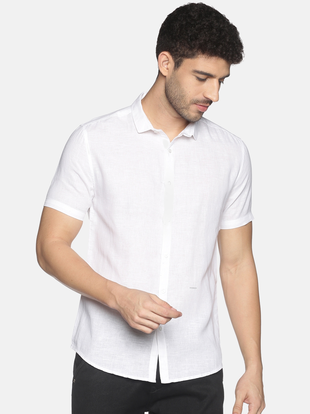 Showoff | SHOWOFF Men's Casual White SlimFit Half Shirt