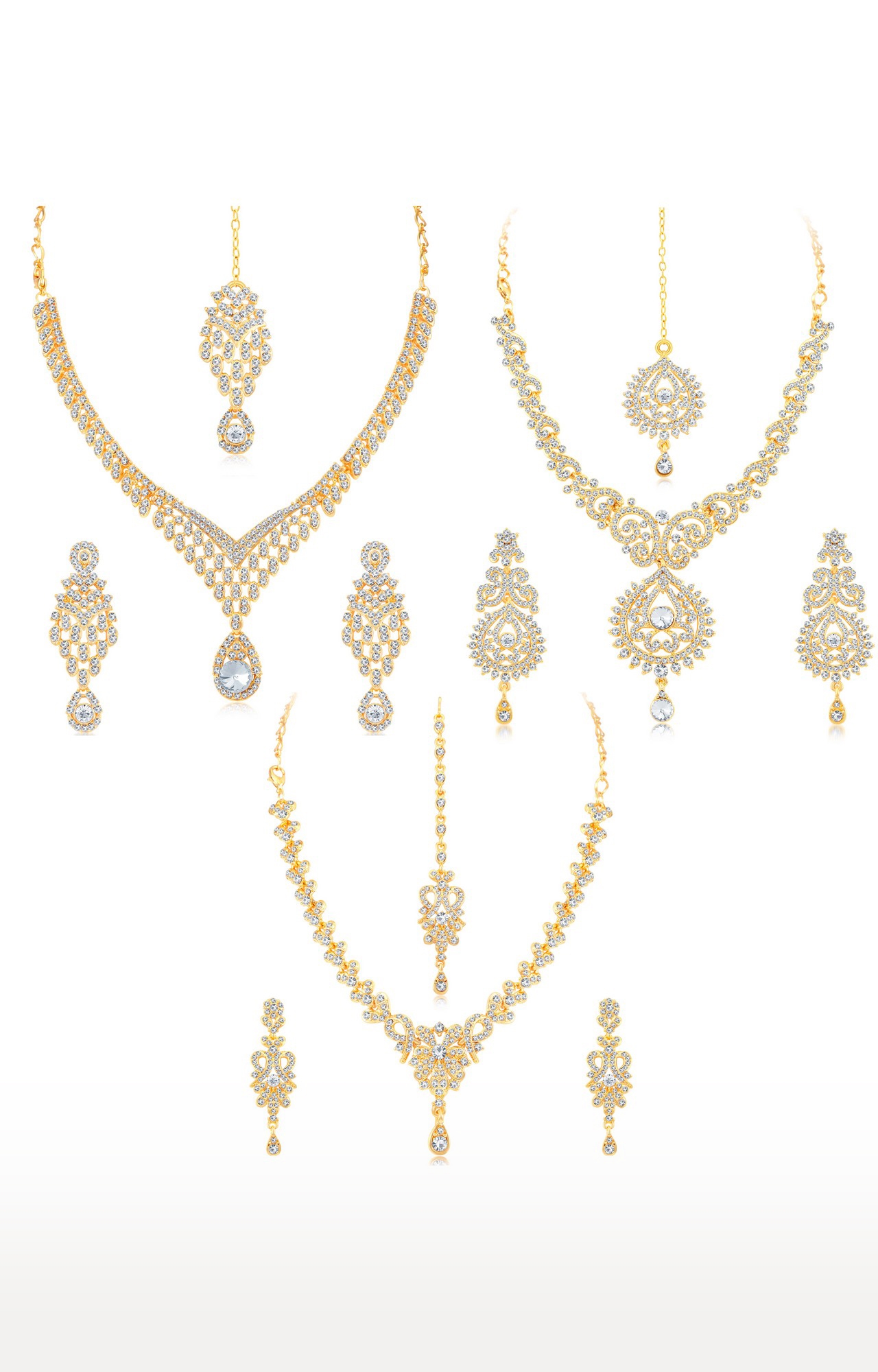 SUKKHI | Sukkhi Stylish Gold Plated Austrian Diamond Choker Necklace Set Combo For Women