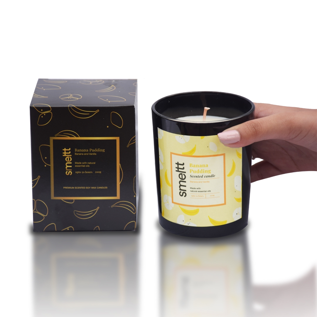 Smeltt | Banana Pudding Scented Candle | Premium Soy Wax & Essential Oils 