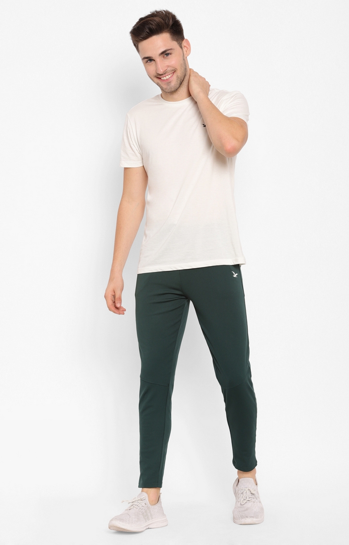 Cape Canary Men's Green Cotton Lycra Solid Slim-Fit Jogger Pants