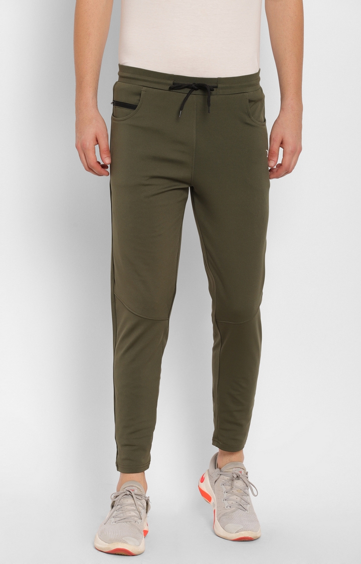 Cape Canary | Cape Canary Men's Olive Green Cotton Lycra Solid Slim-Fit Jogger Pants