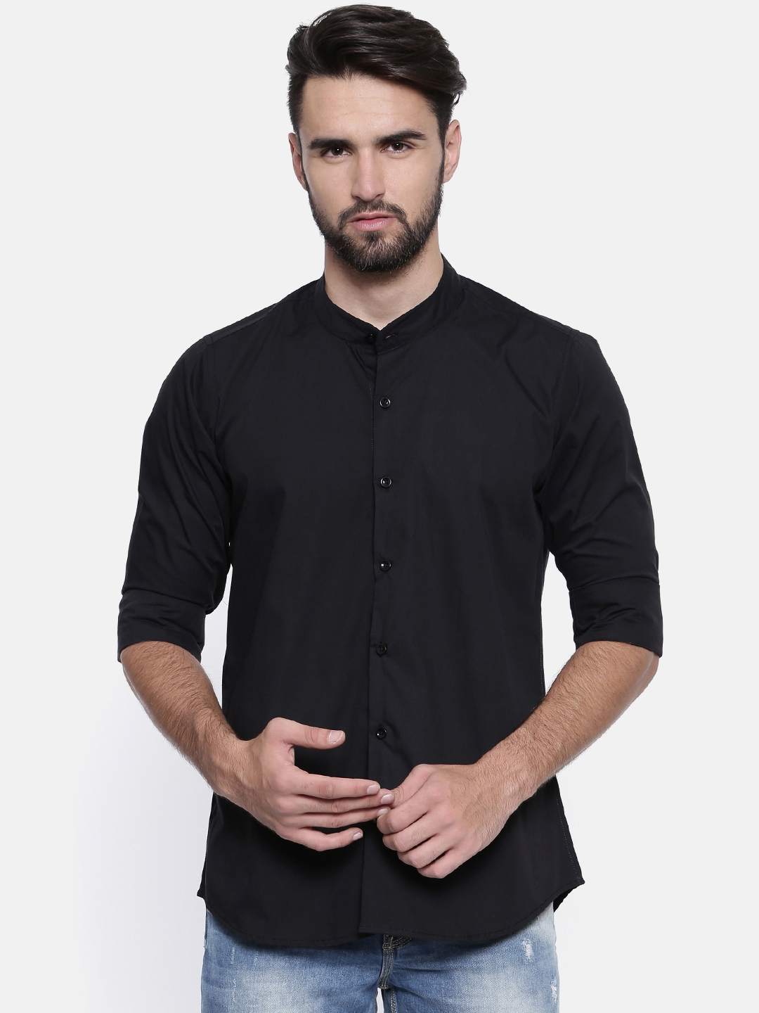 Cross Court | Black Solid Casual Shirts