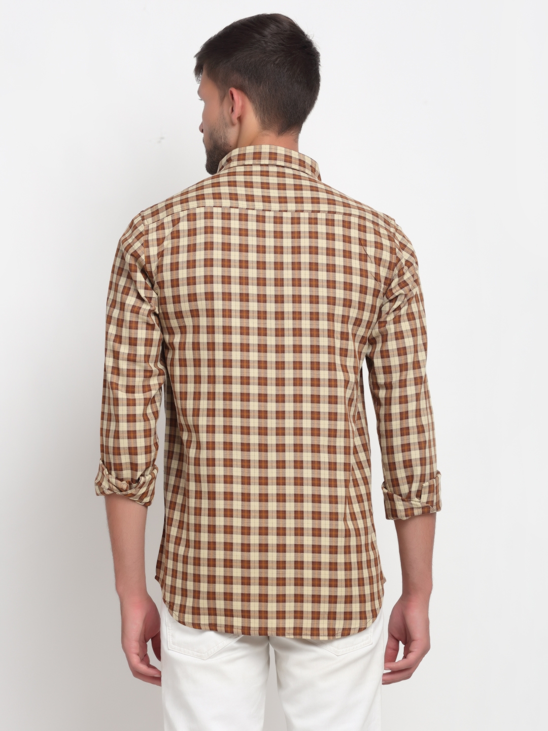 Cross Court | Brown Checked Casual Shirts
