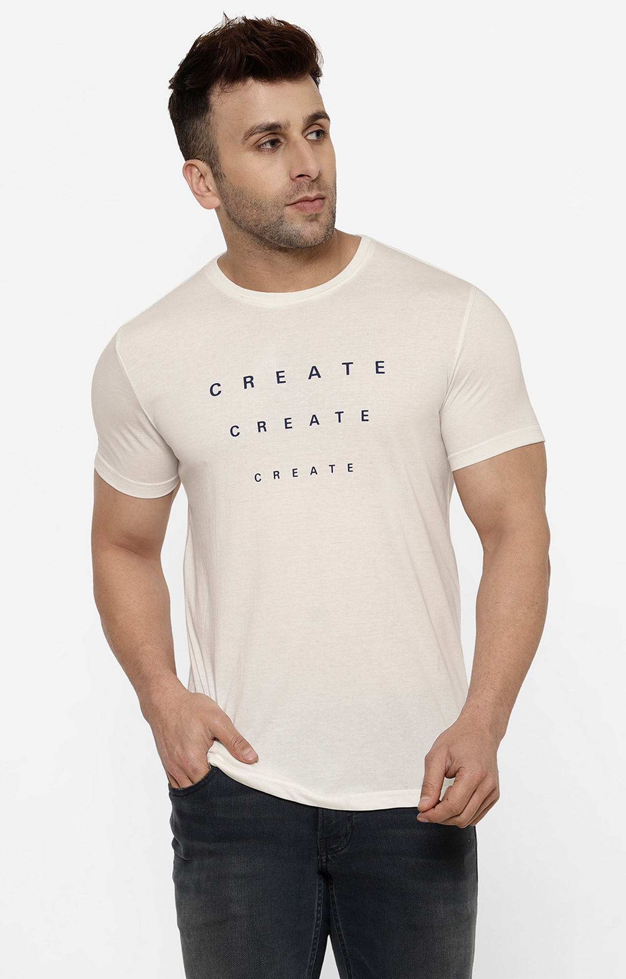 Cape Canary | Cape Canary Men's Off-White Cotton Printed T-shirt