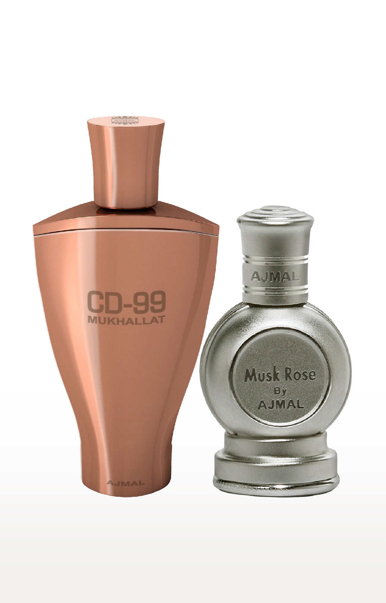 Ajmal | Ajmal CD 99 Mukhallat Concentrated Perfume Attar 14ml for Unisex and Musk Rose Concentrated Perfume Attar 12ml for Unisex + 2 Parfum Testers FREE