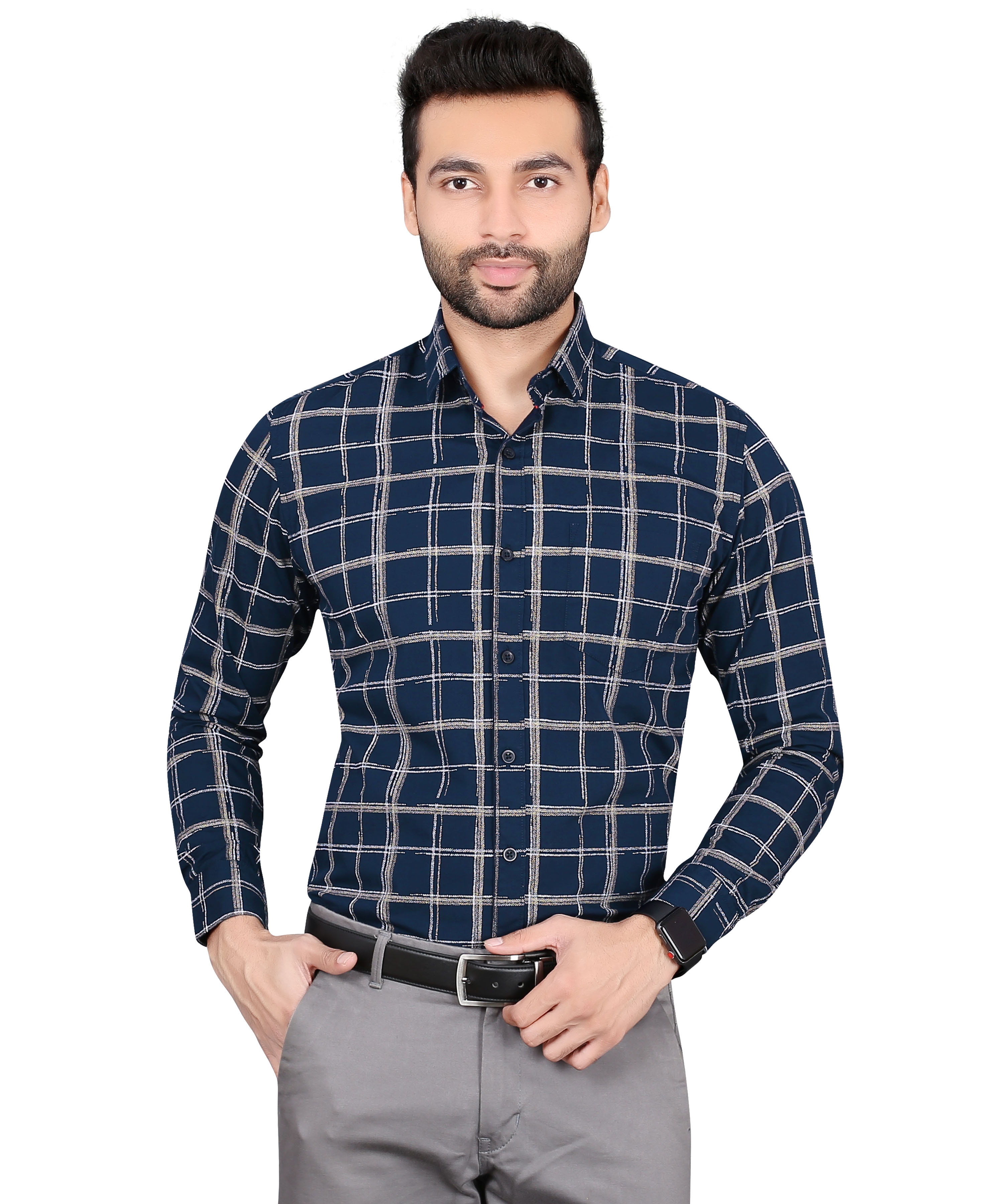 5th Anfold | Blue Checked Formal Shirt