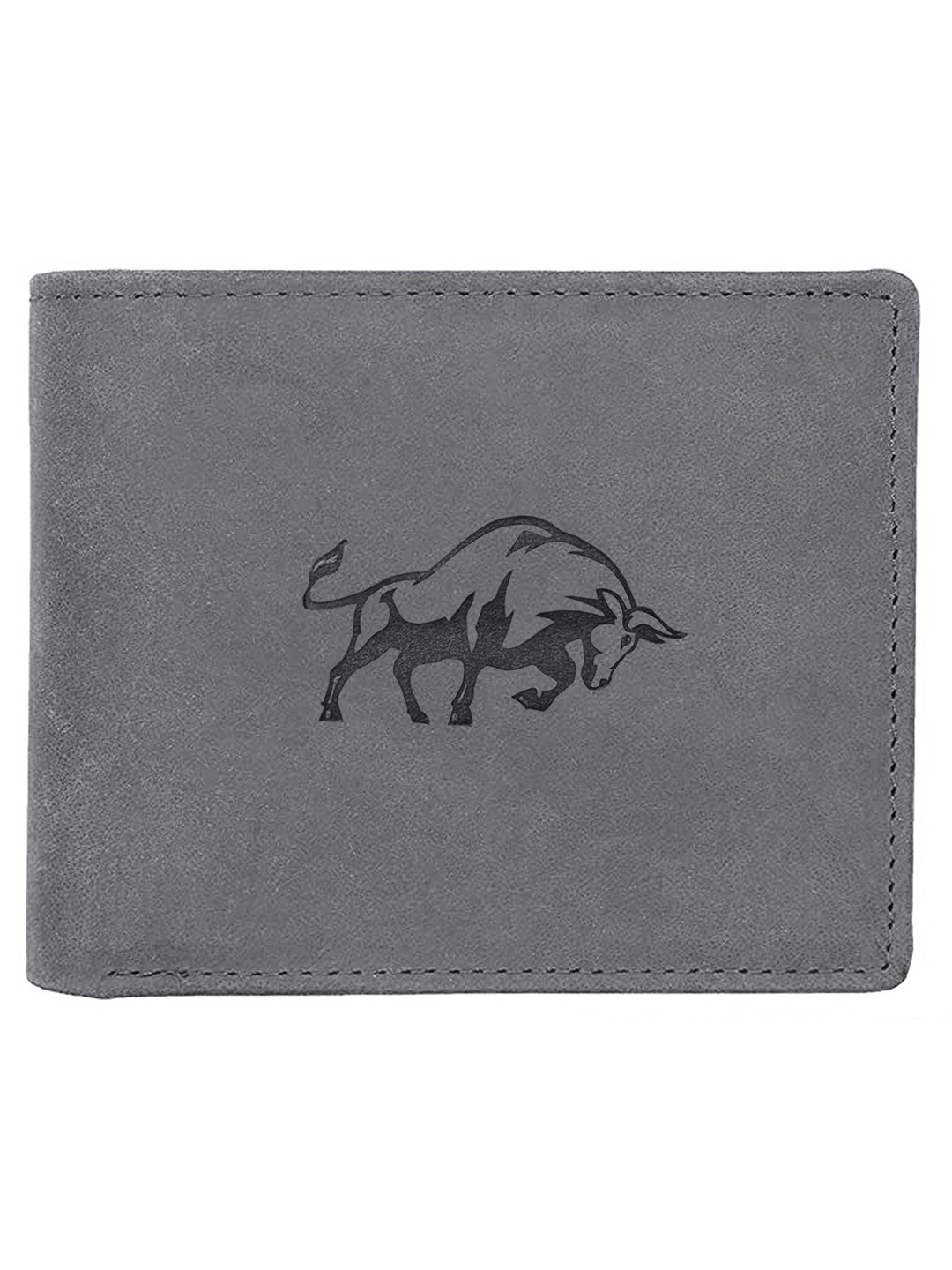 WildHorn | WildHorn RFID Protected Genuine High Quality Leather Grey Wallet for Men