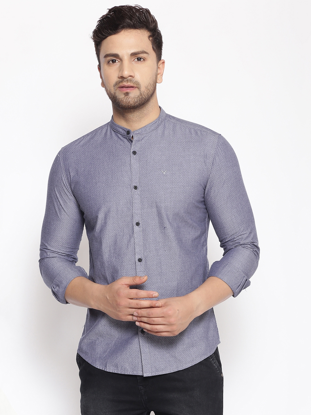 Showoff | Showoff Men's Cotton Grey Printed Slim Fit Shirt