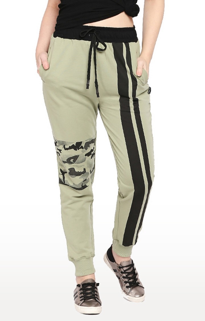 Cult Fiction | Olive Printed Casual Joggers